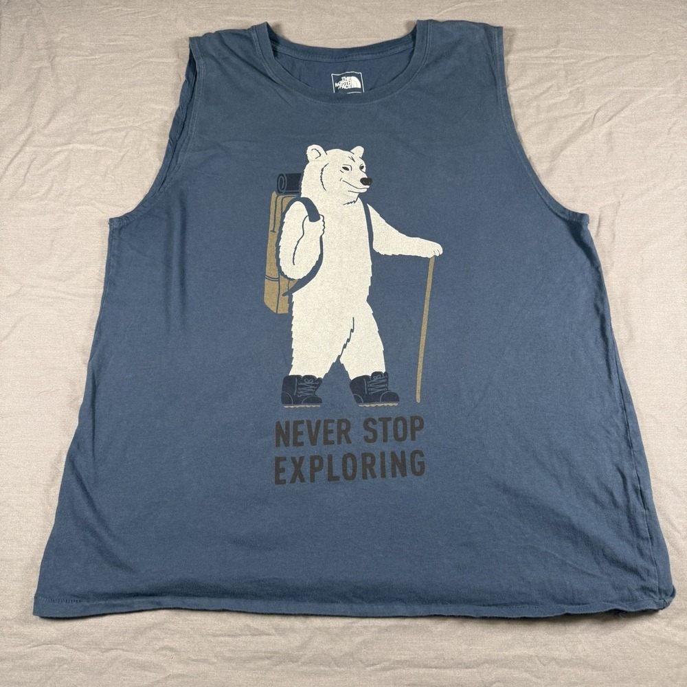 The North Face Tank Top Sleeveless Women's T-shirt XL Blue Polar Bear Exploring